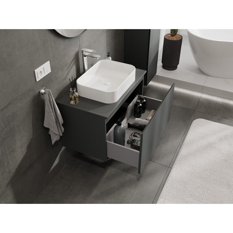 Mexen Orio szafka łazienkowa podumywalkowa 80 cm z blatem, 1 szuflada, grafit mat - 91A10-08047-1-BFC66