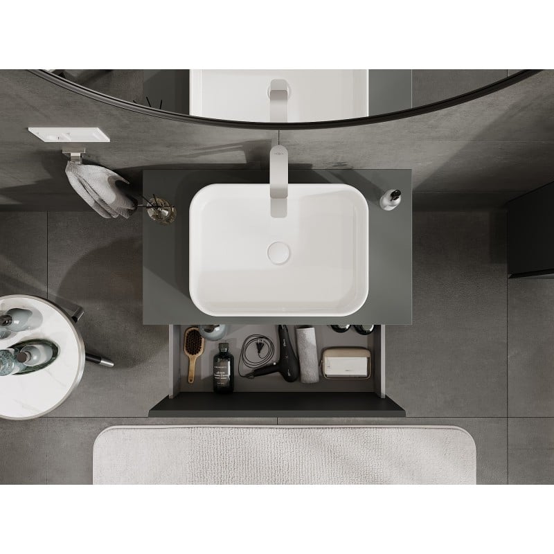 Mexen Orio Badezimmer-Unterschrank 80 cm mit Arbeitsplatte, 1 Schublade, matt graphit - 91A10-08047-1-BFC66