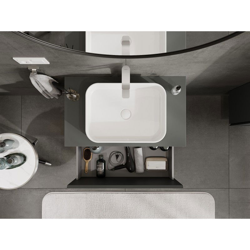 Mexen Orio bathroom cabinet 80 cm with countertop, 1 drawer, matte graphite - 91A10-08047-1-BFC66