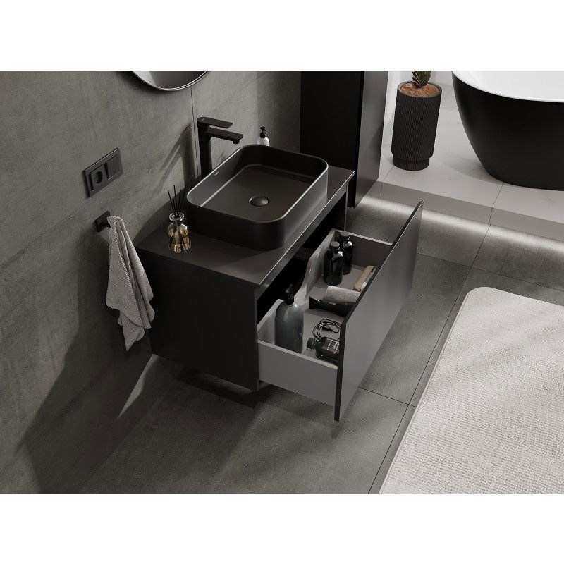 Mexen Orio meuble de salle de bain sous-lavabo 80 cm avec plateau, 1 tiroir, noir mat - 91A10-08047-1-BFC71