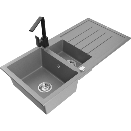 Mexen Andres 1,5-kammioinen graniittinen tiskiallas valuma-alueella ja Rita-keittiöhana, harmaa - 6515-71-670300-70