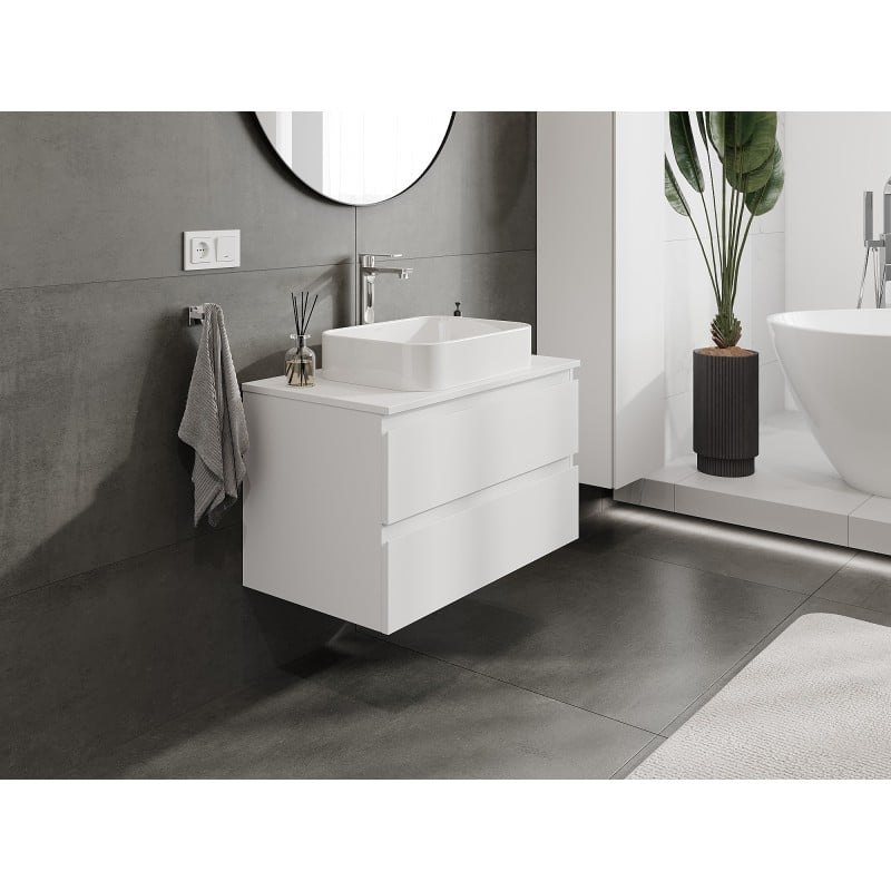 Mexen Orio szafka łazienkowa podumywalkowa 80 cm z blatem, 2 szuflady, biała mat - 91A10-08047-2-BFFC01