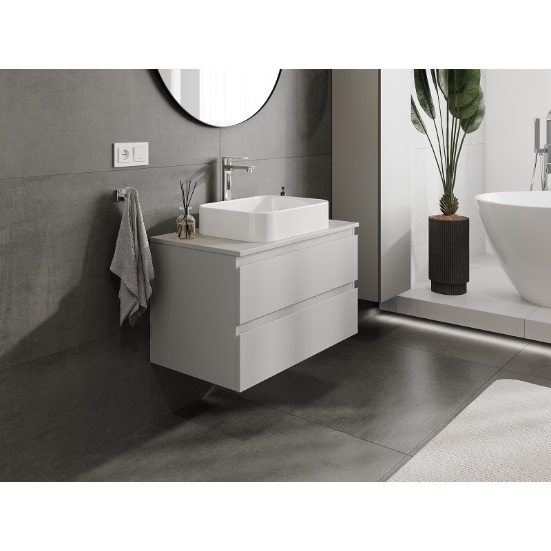 Mexen Orio mueble de baño bajo lavabo de 80 cm con encimera, 2 cajones, gris mate - 91A10-08047-2-BFFC62