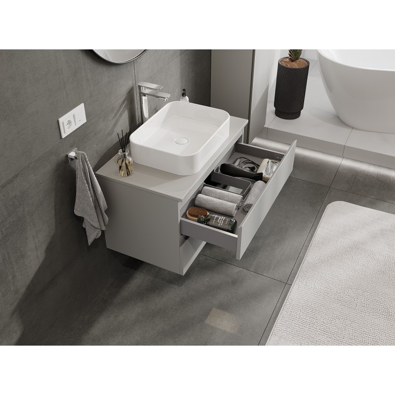 Mexen Orio mobile da bagno sottolavabo da 80 cm con piano, 2 cassetti, grigio opaco - 91A10-08047-2-BFFC62