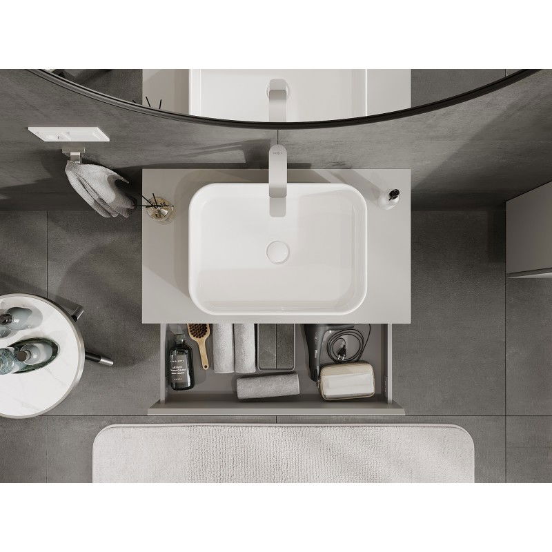 Mexen Orio bathroom cabinet under-washbasin 80 cm with countertop, 2 drawers, grey matte - 91A10-08047-2-BFFC62