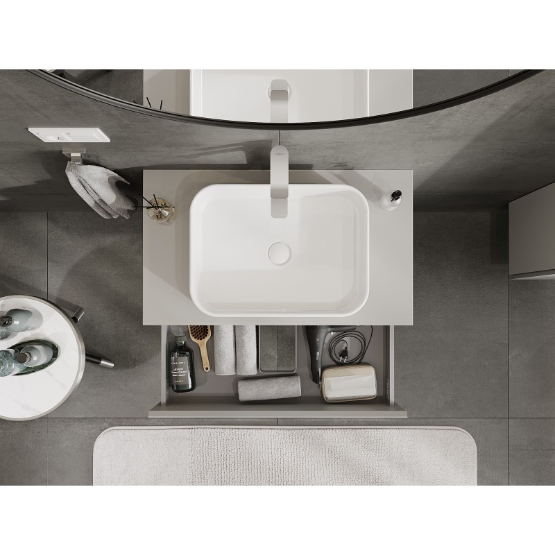 Mexen Orio mueble de baño bajo lavabo de 80 cm con encimera, 2 cajones, gris mate - 91A10-08047-2-BFFC62