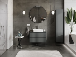 Mexen Orio mueble de baño para lavabo 80 cm con encimera, 2 cajones, grafito mate - 91A10-08047-2-BFFC66