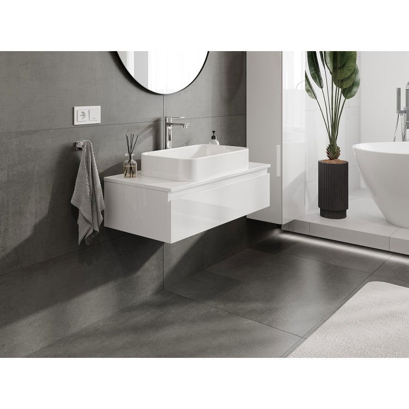 Mexen Orio meuble de salle de bain sous lavabo 90 cm avec plateau, 1 tiroir, blanc brillant - 91A10-09023-1-BFC00