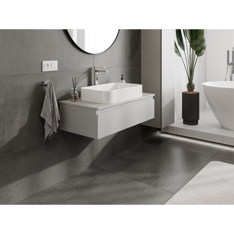 Mexen Orio szafka łazienkowa podumywalkowa 90 cm z blatem, 1 szuflada, szara mat - 91A10-09023-1-BFC62