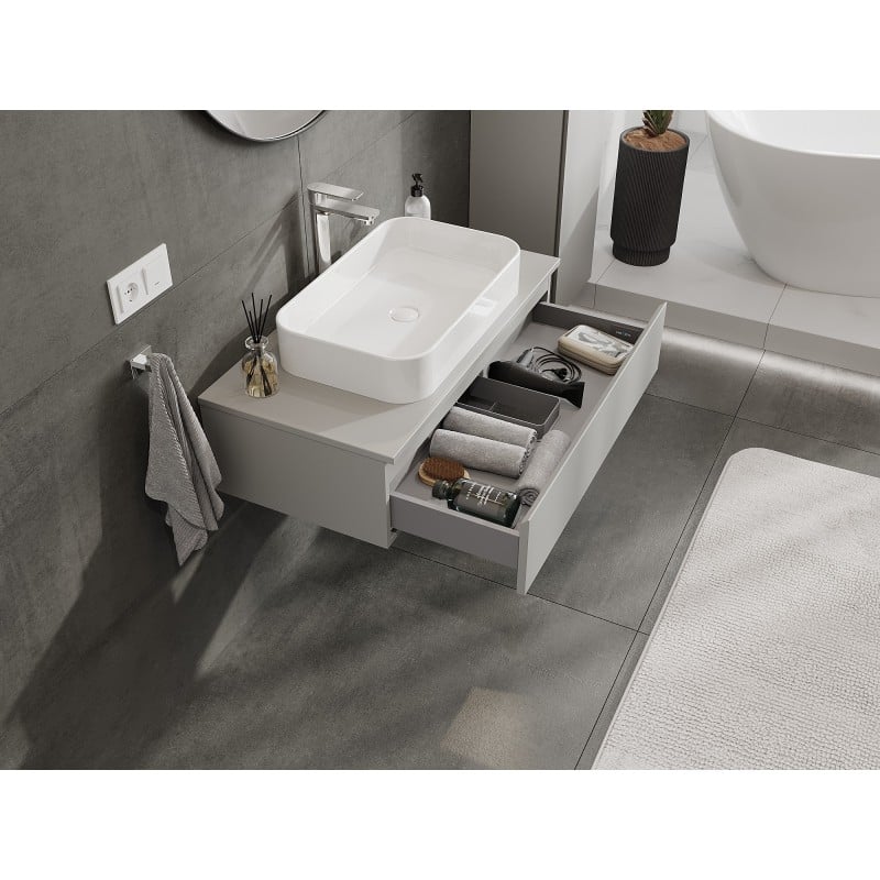 Mexen Orio szafka łazienkowa podumywalkowa 90 cm z blatem, 1 szuflada, szara mat - 91A10-09023-1-BFC62