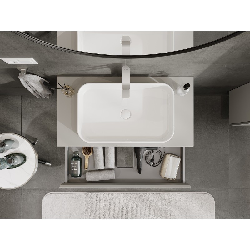 Mexen Orio gabinete de baño para lavabo de 90 cm con encimera, 1 cajón, gris mate - 91A10-09023-1-BFC62
