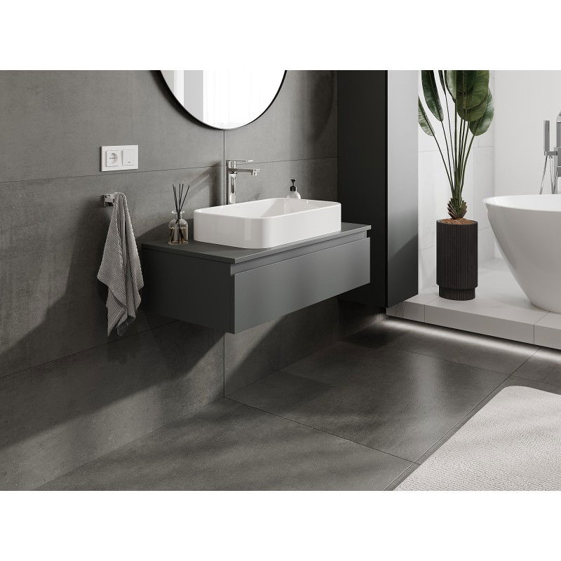 Mexen Orio meuble de salle de bains sous-vasque 90 cm avec plateau, 1 tiroir, graphite mat - 91A10-09023-1-BFC66