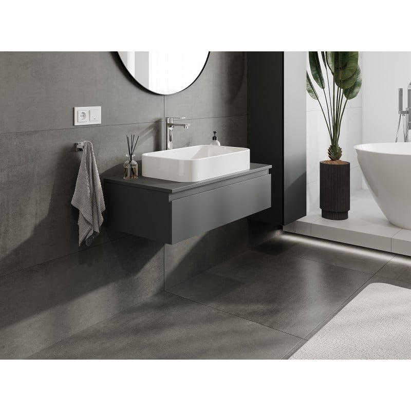 Mexen Orio szafka łazienkowa podumywalkowa 90 cm z blatem, 1 szuflada, grafit mat - 91A10-09023-1-BFC66