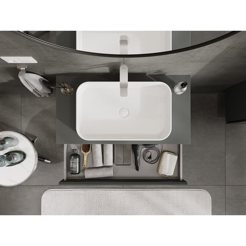 Mexen Orio 90 cm Under-Sink Bathroom Cabinet with Countertop, 1 Drawer, Matte Graphite - 91A10-09023-1-BFC66