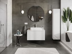 Mexen Orio armario de baño para lavabo de 90 cm con encimera, 1 cajón, blanco brillante - 91A10-09047-1-BFC00