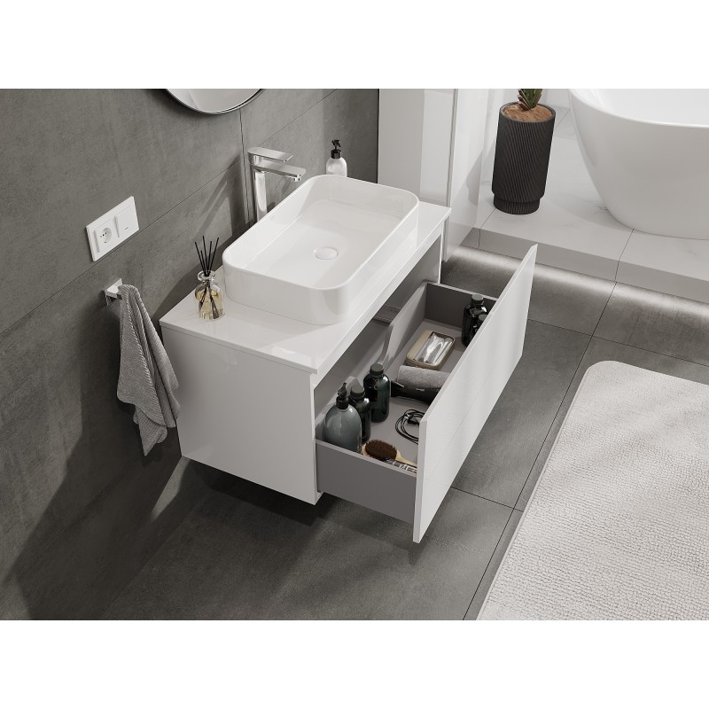 Mexen Orio mobile da bagno sottolavabo 90 cm con piano, 1 cassetto, bianco lucido - 91A10-09047-1-BFC00