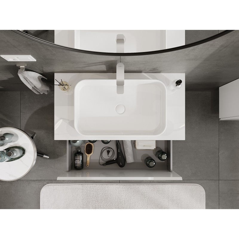 Mexen Orio armario de baño para lavabo de 90 cm con encimera, 1 cajón, blanco brillante - 91A10-09047-1-BFC00