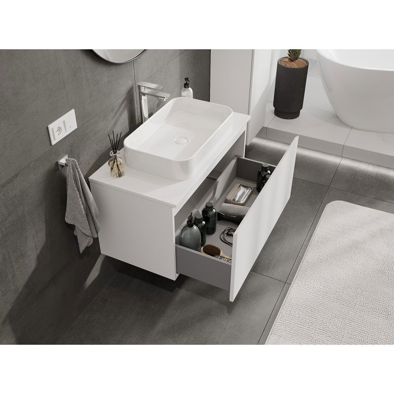 Mexen Orio Badezimmerschrank für Waschtisch 90 cm mit Arbeitsplatte, 1 Schublade, weiß matt - 91A10-09047-1-BFC01