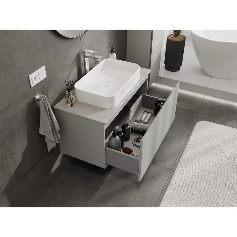 Mexen Orio armario de baño para lavabo de 90 cm con encimera, 1 cajón, gris mate - 91A10-09047-1-BFC62