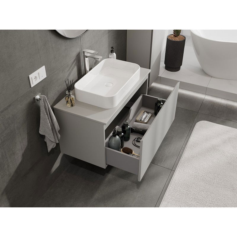 Mexen Orio meuble de salle de bain sous-vasque 90 cm avec plateau, 1 tiroir, gris mat - 91A10-09047-1-BFC62