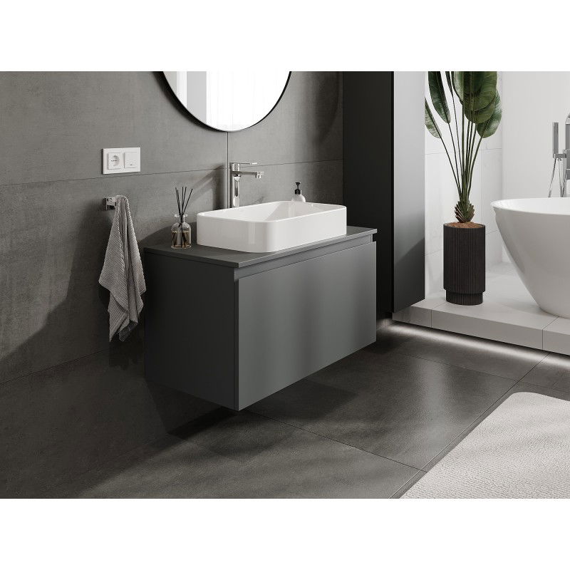 Mexen Orio meuble de salle de bain sous-vasque 90 cm avec plateau, 1 tiroir, graphite mat - 91A10-09047-1-BFC66
