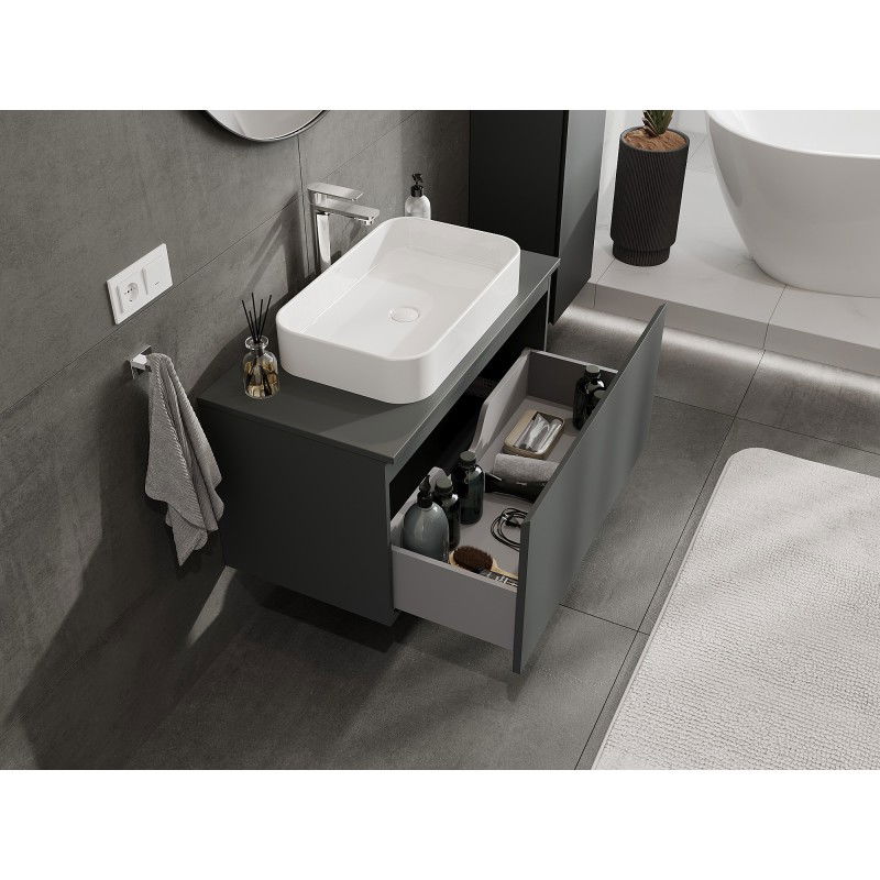 Mexen Orio meuble de salle de bain sous-vasque 90 cm avec plateau, 1 tiroir, graphite mat - 91A10-09047-1-BFC66