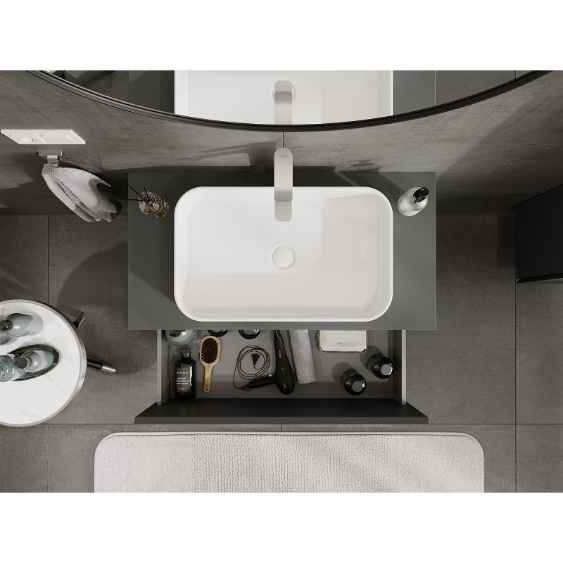 Mexen Orio meuble de salle de bain sous-vasque 90 cm avec plateau, 1 tiroir, graphite mat - 91A10-09047-1-BFC66