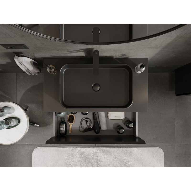Mexen Orio meuble de salle de bains sous lavabo 90 cm avec plateau, 1 tiroir, noir mat - 91A10-09047-1-BFC71