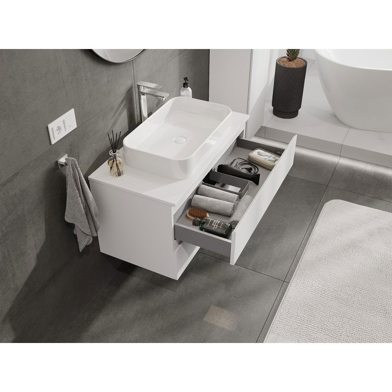 Mexen Orio bathroom cabinet 90 cm with countertop, 2 drawers, matt white - 91A10-09047-2-BFFC01