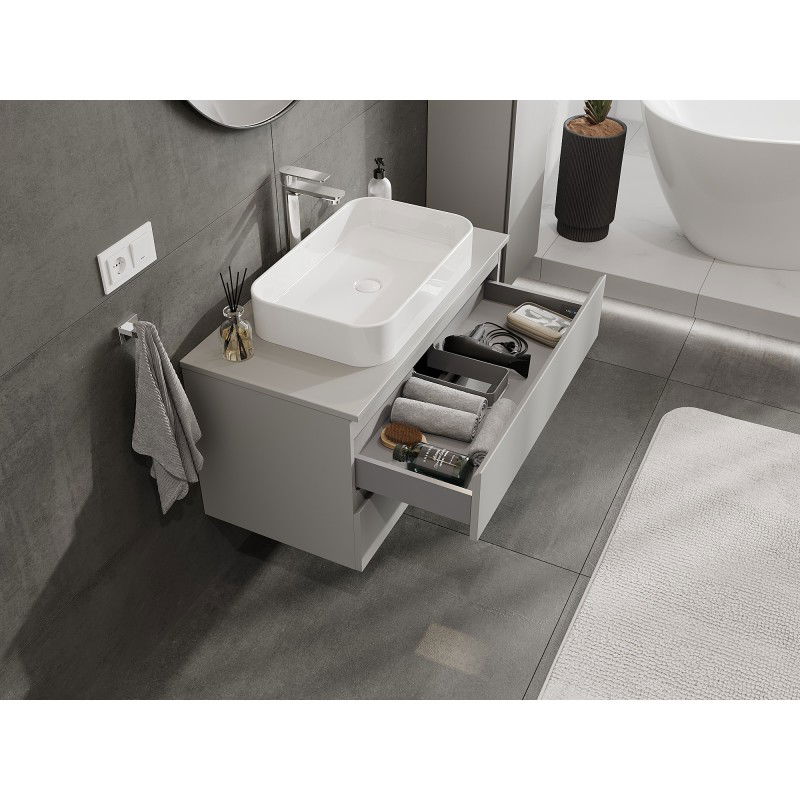 Mexen Orio meuble de salle de bains sous lavabo 90 cm avec plateau, 2 tiroirs, gris mat - 91A10-09047-2-BFFC62