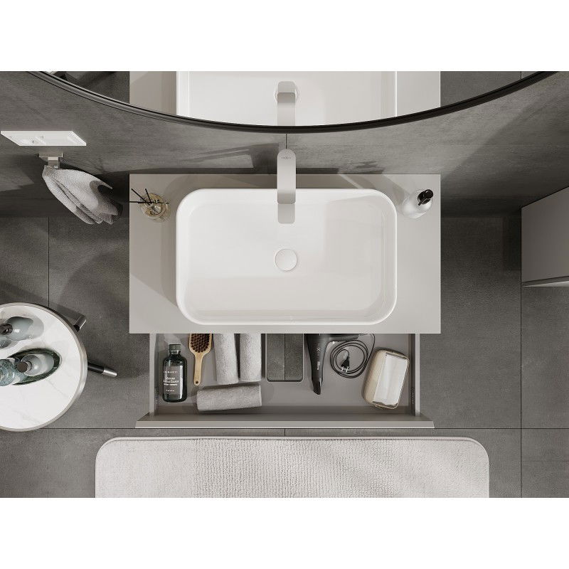 Mexen Orio meuble de salle de bains sous lavabo 90 cm avec plateau, 2 tiroirs, gris mat - 91A10-09047-2-BFFC62