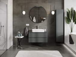 Mexen Orio mobiletto da bagno sotto lavabo 90 cm con piano, 2 cassetti, grafite opaco - 91A10-09047-2-BFFC66