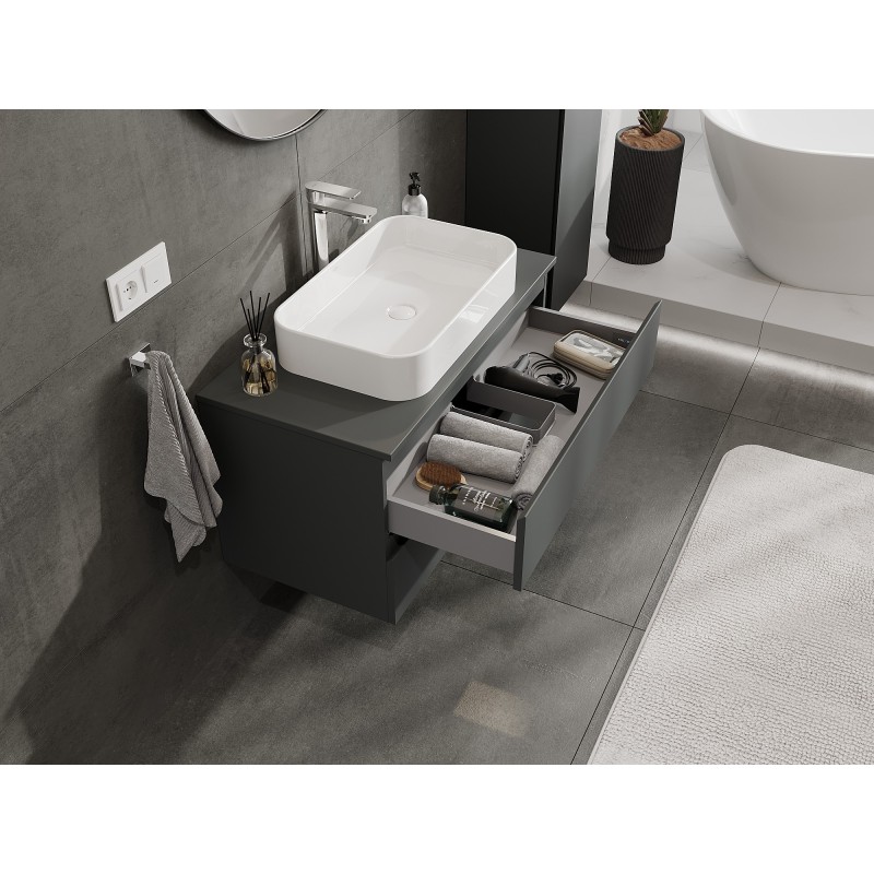 Mexen Orio mobiletto da bagno sotto lavabo 90 cm con piano, 2 cassetti, grafite opaco - 91A10-09047-2-BFFC66
