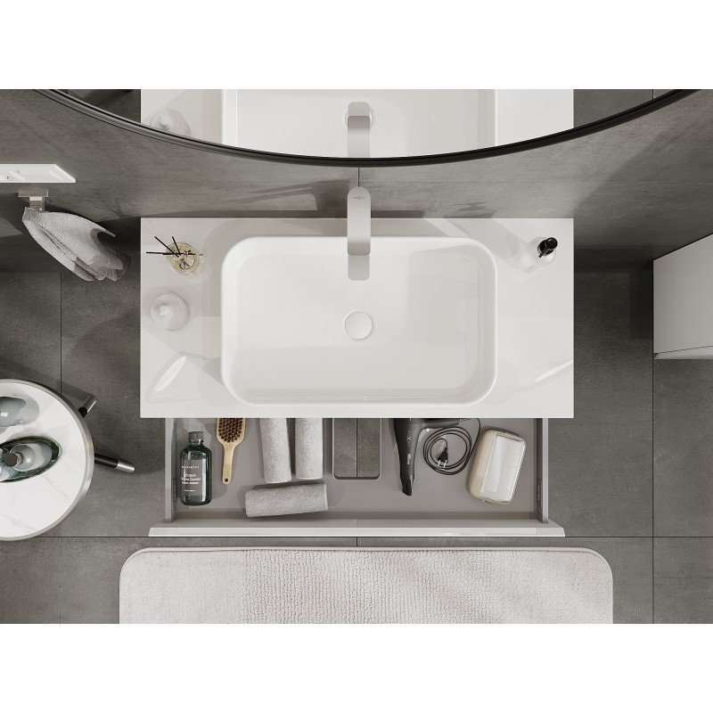 Mexen Orio armadietto da bagno sottolavabo 100 cm con piano, 1 cassetto, bianco lucido - 91A10-10023-1-BFC00