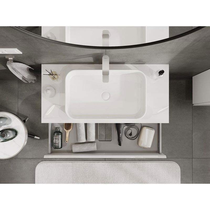 Mexen Orio armoire de salle de bain sous lavabo 100 cm avec plan de travail, 1 tiroir, blanc brillant - 91A10-10023-1-BFC00