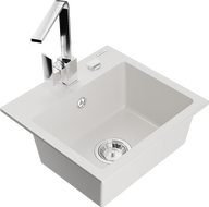 Mexen Milo lavello in granito 1 vasca con miscelatore da cucina Rita, bianco - 6505-20-670300-00
