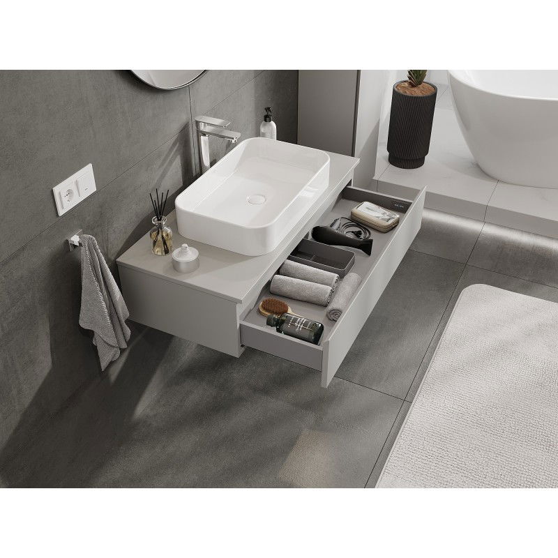 Mexen Orio bathroom cabinet under sink 100 cm with countertop, 1 drawer, grey matte - 91A10-10023-1-BFC62