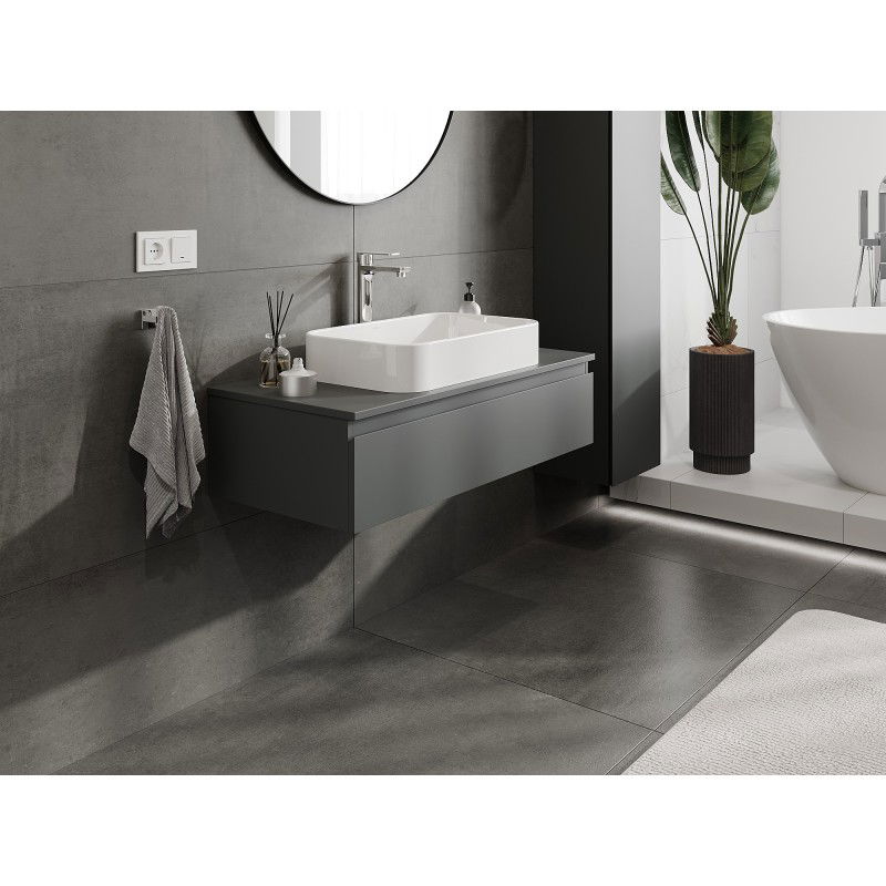 Mexen Orio meuble de salle de bain à poser sous lavabo 100 cm avec plateau, 1 tiroir, graphite mat - 91A10-10023-1-BFC66