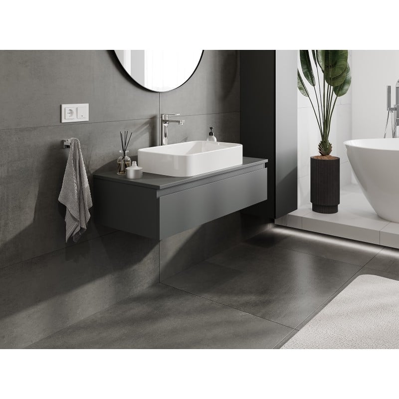 Mexen Orio szafka łazienkowa podumywalkowa 100 cm z blatem, 1 szuflada, grafit mat - 91A10-10023-1-BFC66