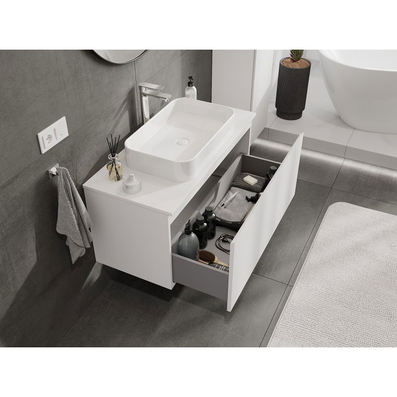 Mexen Orio bathroom cabinet for washbasin 100 cm with countertop, 1 drawer, white matte - 91A10-10047-1-BFC01