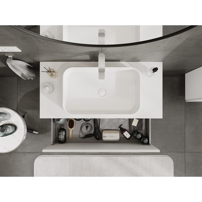 Mexen Orio armario de baño bajo lavabo 100 cm con encimera, 1 cajón, blanco mate - 91A10-10047-1-BFC01