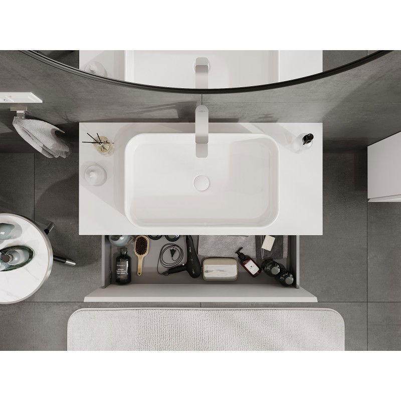 Mexen Orio bathroom cabinet for washbasin 100 cm with countertop, 1 drawer, white matte - 91A10-10047-1-BFC01