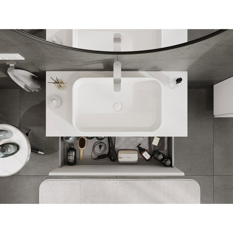 Mexen Orio meuble de salle de bain sous-lavabo 100 cm avec plateau, 1 tiroir, blanc mat - 91A10-10047-1-BFC01