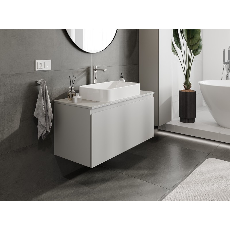 Mexen Orio gabinete de baño bajo lavabo 100 cm con encimera, 1 cajón, gris mate - 91A10-10047-1-BFC62