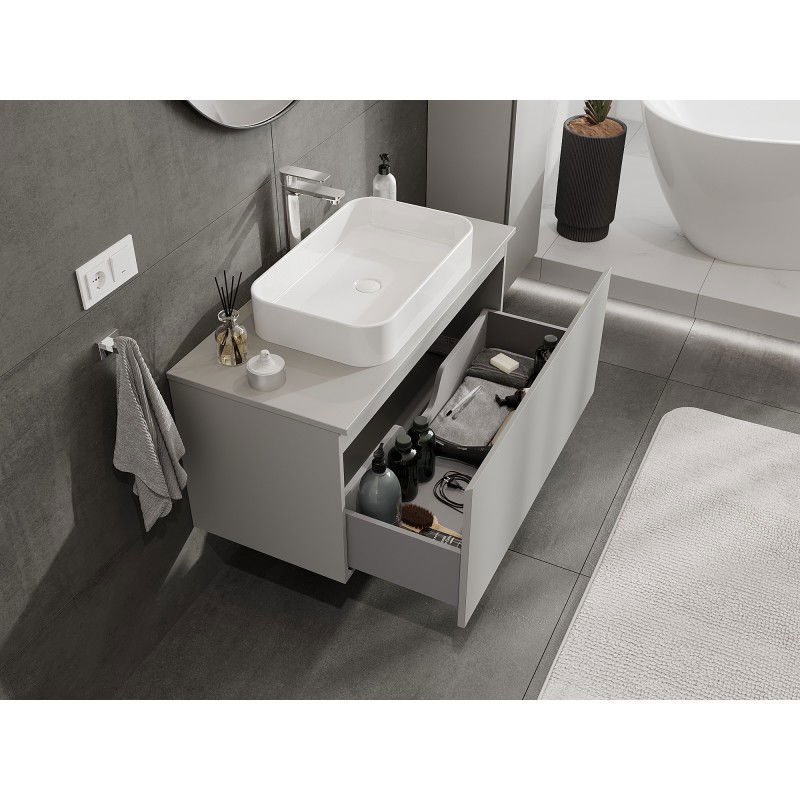 Mexen Orio 100 cm Bathroom Cabinet with Countertop, 1 Drawer, Grey Matte - 91A10-10047-1-BFC62