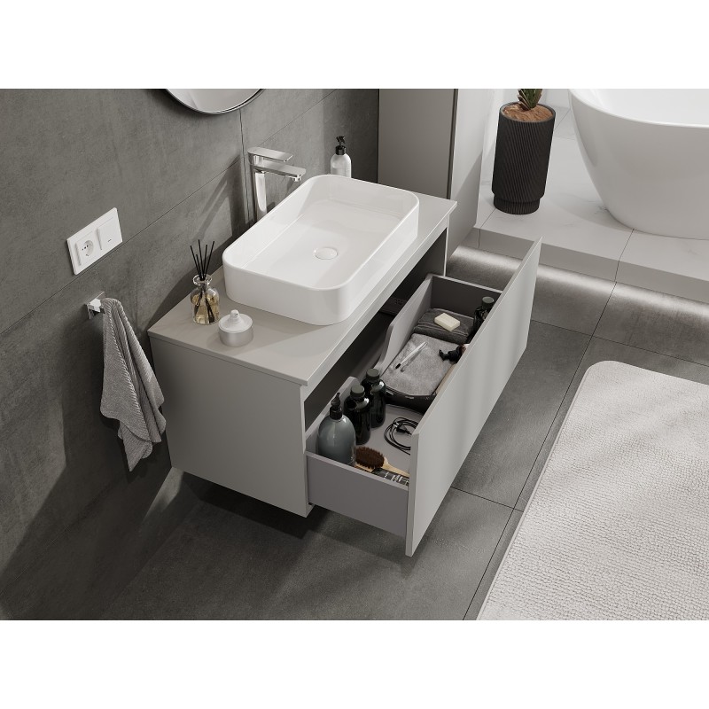 Mexen Orio mobiletto da bagno sottolavabo 100 cm con piano, 1 cassetto, grigio opaco - 91A10-10047-1-BFC62