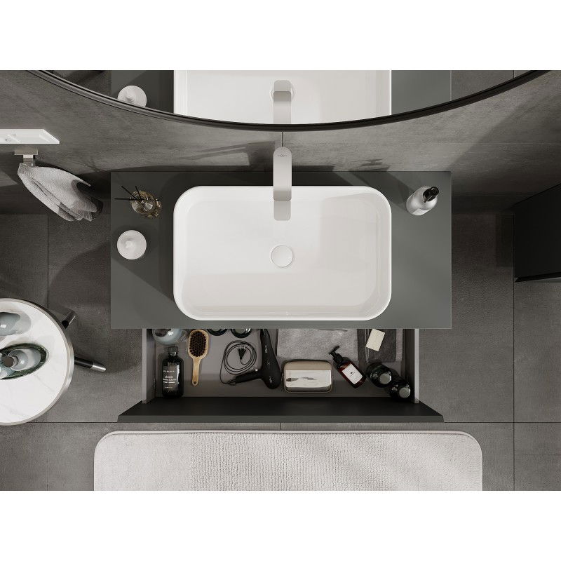 Mexen Orio meuble de salle de bain sous-lavabo 100 cm avec plateau, 1 tiroir, graphite mat - 91A10-10047-1-BFC66