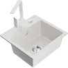 Mexen Milo fregadero de granito de 1 compartimento con grifo de cocina Rita, blanco - 6505-20-670300-20