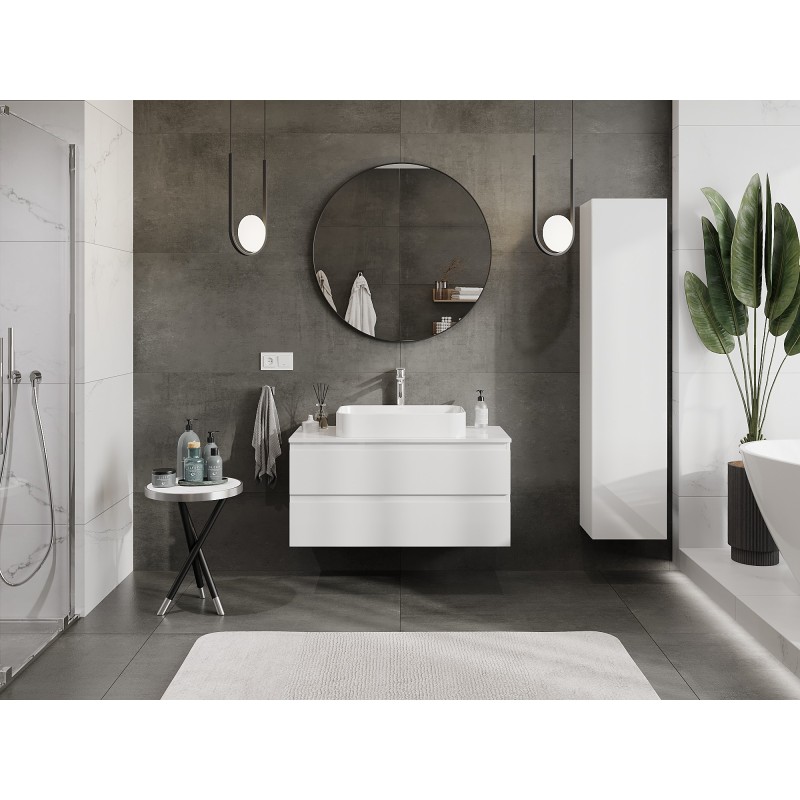 Mexen Orio mueble de baño de 100 cm con encimera, 2 cajones, blanco brillo - 91A10-10047-2-BFFC00