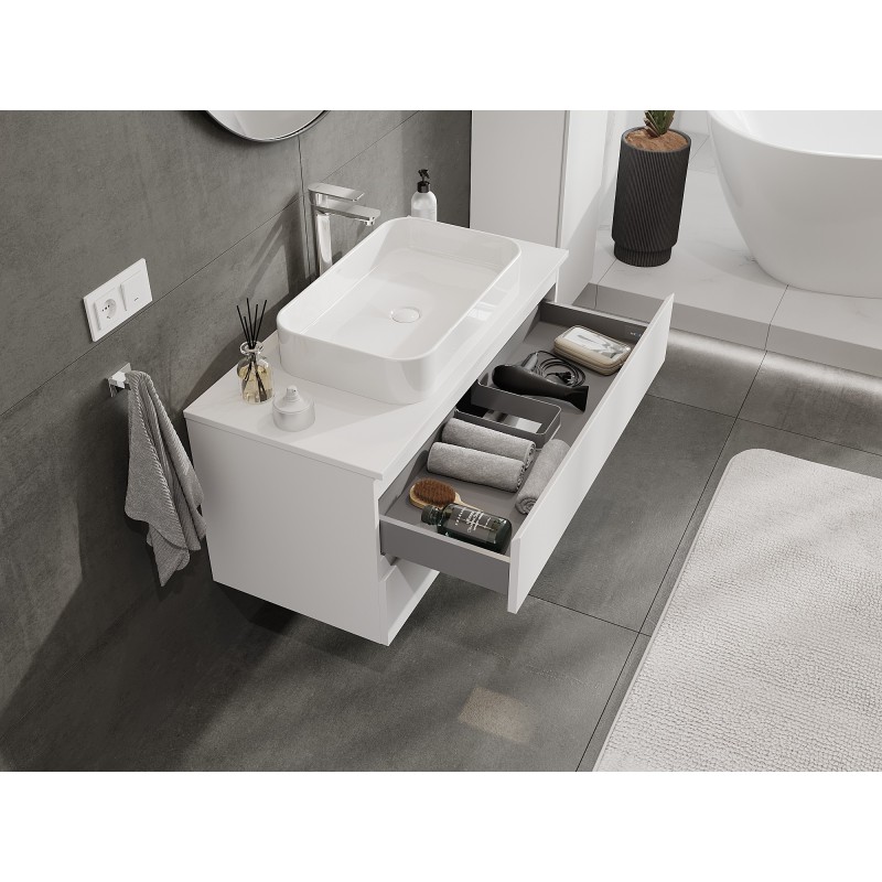 Mexen Orio mobiletto da bagno sotto lavabo 100 cm con piano, 2 cassetti, bianco opaco - 91A10-10047-2-BFFC01